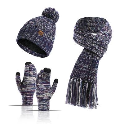 China Woman Winter Wear Hat Scarf And Medium Warm Wholesale Knitted Soft Warm Glove Set for sale