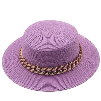 China New Checked Fashion Women Straw Vintage Wide Brim Sunshade Hat Ladies Summer Beach Fedora for sale