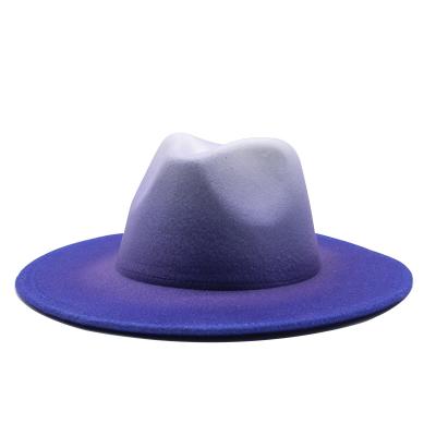 China European and American Women's Large Brim Style Felt Hat Fedora Hat Checked Woolen Vintage New for sale