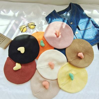 China Pure Picture Color Simplicity Cotton Plain Weave Beret Baby Hat Love Hairball Beret Hat For Kids for sale