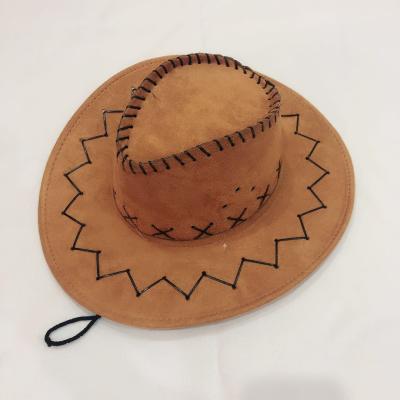 China Image Party Cowboy Hats Travel Faux Suede Leather Big Brim Cowboy Western Knight Hat for sale