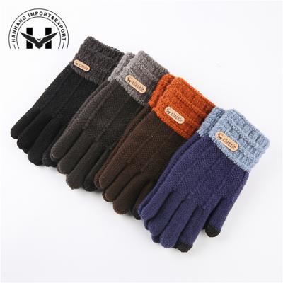 China Hot Letter Logo Mitten Touch Screen Classic Knitted Mitten Non Slip Touch Screen Mitten Acrylic Elastic for sale