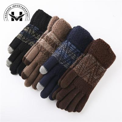 China Hot-selling Knitted Acrylic Touch Screen Mitt Elastic Touch Screen Mitt Non Slip Printing Warm Mitten for sale