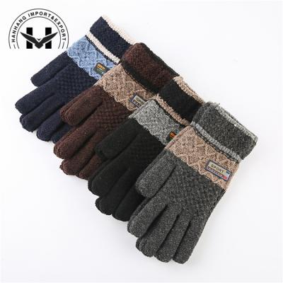 China Letter Logo Knitted Embroidery Mitten Full Finger Mitten Non-slip Polyester Touch Screen Finger Mitt Wholesale for sale