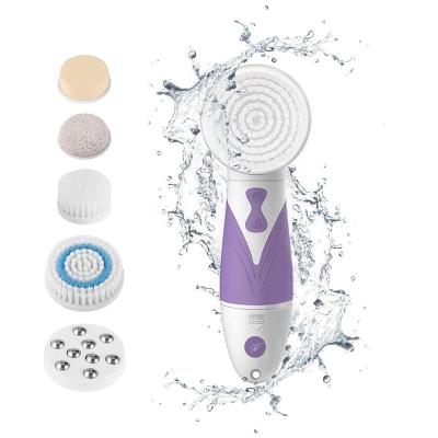 China Black Head Remover 3-Speed ​​Microdermabrasion Facial Brush Electric Waterproof Facial Cleansing Brush 5 IN 1 Spinning Face Scrub Brush for sale