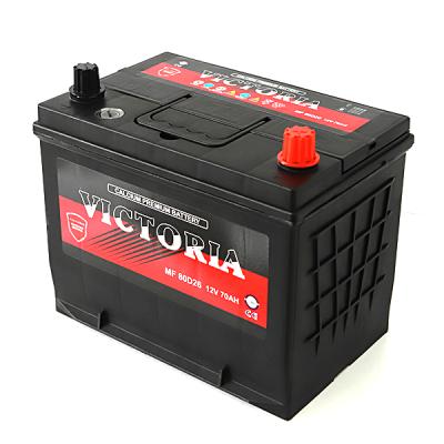 China High Quality Maintenance Free Car Engine Starter 80D26 12v 70ah Lead Acid Car Starting Auto Battery for sale