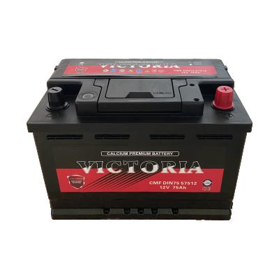 China Car Start Motor Korea Taliand High CCA DIN75 57512 12v 75ah MF Design Lead Acid Car Starting Battery for sale