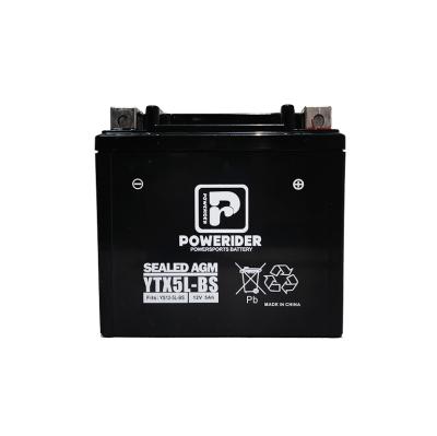 China Motorcycle Starter Power Battery 12V 4Ah YS12-5L-BS Factory Sealed Motorcycle Starter Lead Acid Battery for sale