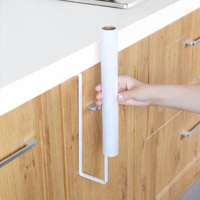 China Viable Hot Selling Kitchen Roll Rack Cabinet Door Paper Holder Cling Film Storage Rack for sale