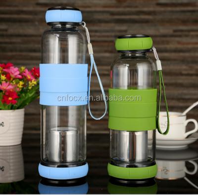 China Top Tea Infuser Water Bottle Cup Set Glass Outdoor Premium Water Bottle, Fruit Infuser Bottle for sale