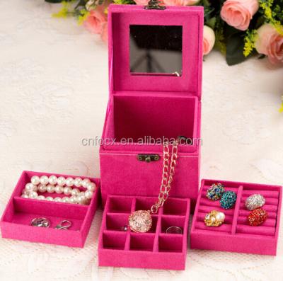 China Jewellry Gift Promotion Mirror with Jewelry Box/3 Layer Jewelry Storage/Jewelry Organizer with Mirror for sale