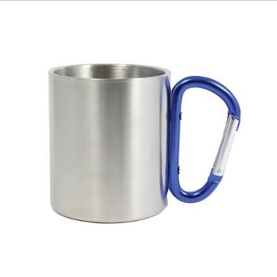 China 330ml mug Carabiner hook/portable high quality camping mug/stainless steel camping mug for sale