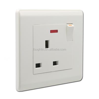 China PC Single Wall Switch Plate 13A Socket With Neon Electrical Switch And Socket for sale