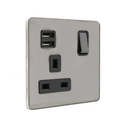 China Residential / General Purpose 13A 1gang Switched Double Pole Electrical Wall Switch And Socket With USB Charging Port for sale