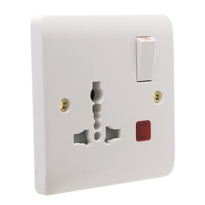 China 1 Gang 13A Residential / General Purpose Multi Function Switched Socket With Neon Electrical Outlet for sale