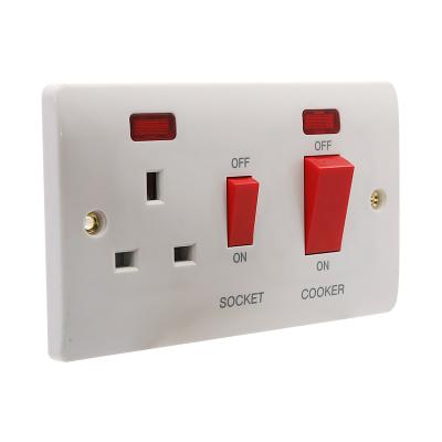 China 1 gang UK DP switch+45A DP switch+45A residential/general purpose cooker wall switched socket for sale