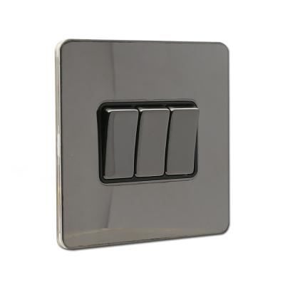 China 3 Gang 1 Way Stainless Steel Plate Stainless Wall Electrical Switches for sale