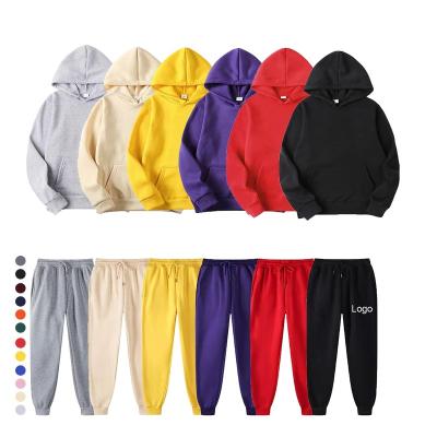 China High Quality Printing Logo Polyester Anti-wrinkle Cotton Custom Blank Men's Hoodies Set for sale