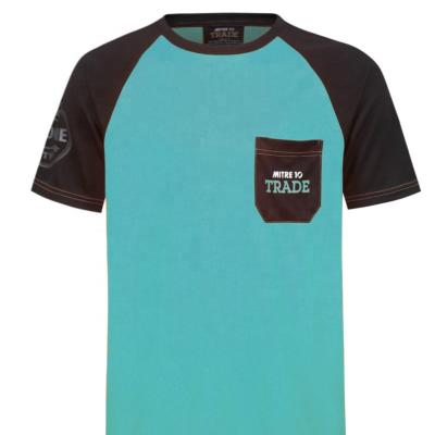 China Anti-Wrinkle Black And Cyan Paired Neutral Casual With Front Pocket T-Shirts for sale