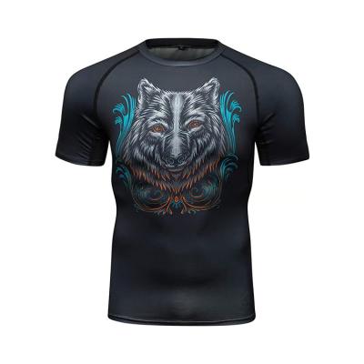 China Custom Made Short Sleeve Comfy\Quick Dry\Breathable Compression Training Rash Guard For Muttahida Majlis-e-Amal BJJ Wrestling for sale