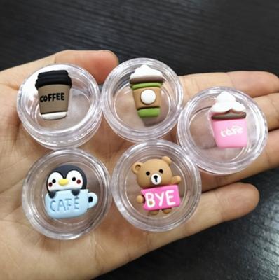 China 2022 Cosmetic Empty Cute Cartoon Coffee Cup Bottle Shape Cream Jars Clear Lip Balm Container Lip Scrub Sample Packaging For Kids 5g for sale