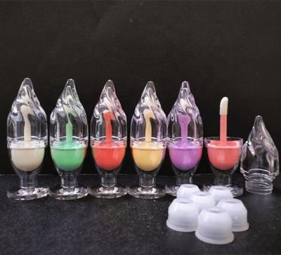 China 2022 New Luxury Clear Color Ice Cream Cups Shaped Makeup Lip Balm Lip Gloss Containers Cosmetic Wand Packaging Tube With Applicator for sale