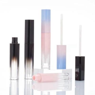 China New Pink Single Gradient Empty Cosmetic Lip Gloss Container Luxury Wand Black Blue Black Tube With Brush 3.5ml for sale