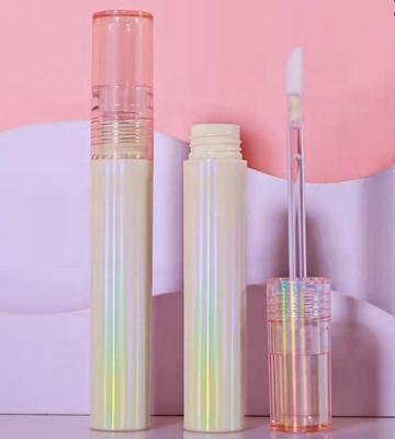 China New Luxury Rainbow Cosmetic Hot Selling Bling Empty Glossy White Tubes 4ml Lipstick Lip Gloss Container Lip Gloss Packaging Bottle Wand for sale