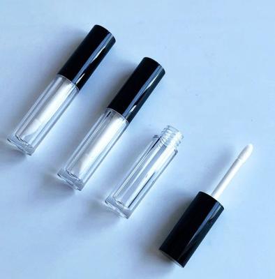 China New Style Low Moq Lip Gloss Lipstick Cosmetic Wand Lip Tint Container Wand Tubes Empty Clear Black Cosmetic Packaging Bottle With Brush 3ml for sale