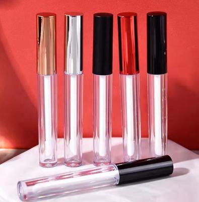 China Mini Sliver 2ml Cosmetic Empty Luxury Black Red Lip Gloss Packaging Bottle Rose Gold Lip Gloss Container Wand Tubes With Brush for sale