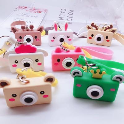 China New Gift Cartoon Animal Camera Shaped Creative Cute Bear Key Chain Accessories For Kids Girlfriend Trinkets Key Pendant Gift for sale