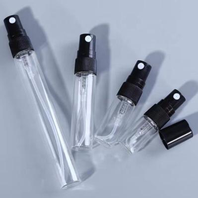 China New cosmetic style 2ml 3ml 5ml mini empty transparent black white 10ml perfume sample bottle atomizer spray glass bottle for perfume for sale