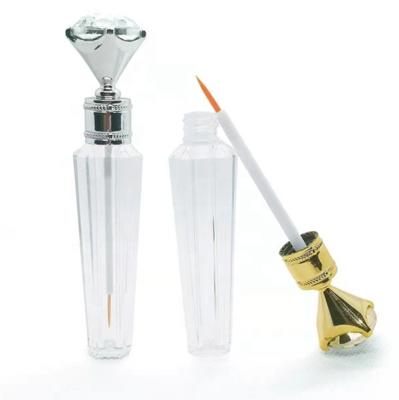 China 2022 new style low moq new diamond gold sliver mascara packaging bottle clear tube cosmetic eyeliner single top container with brush for sale