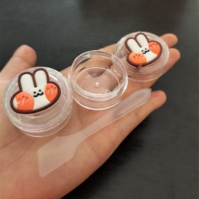 China 2022 Hot Selling Creative Cartoon Children's Lip Balm Container Sample Cute Clear Cosmetic Lotion Cream Packaging Container With Brush 15g for sale