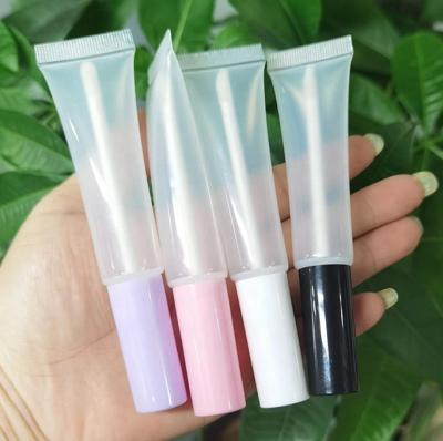 China 2022 Low Moq Top 15ml Lip Gloss Cosmetic Empty Plastic Black Tube Clear Packaging Lip Gloss Containers With Wands Brush for sale