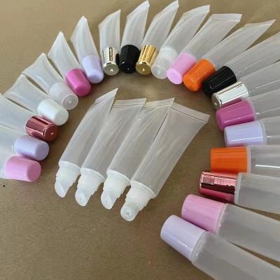 China 2022 Hot Sale Empty White Sliver Pink Sliver Cosmetic Orange Soft Tubes 8ml 10ml 15ml Squeeze Lip Gloss Packaging Container for sale