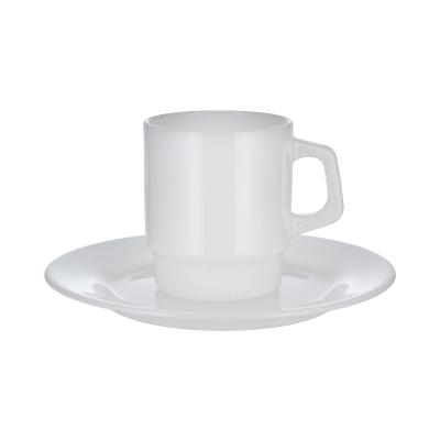 China 230/400ml Viable 7/8 Inch Coffee Opal Gift Cup And Saucer Set Daily Color Cup Thickened Coffee Tea Sets for sale