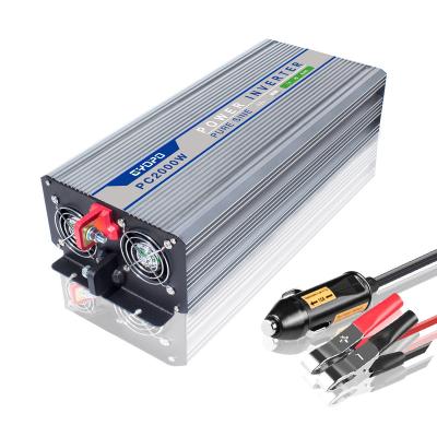 China Pure Sine Wave Power Inverter 12v 110v 2000w Car Inverter With One Built-in Charger 43.5X23.5X15.5CM for sale