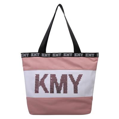 China Polyester Personalized Luxury Shopping Tote Bags Gym Travel Workout Shoulder Bag With Custom Printed Logo for sale