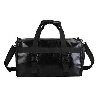 China Polyester Fashion Large Capacity Sports Bag Gym Handbag Fleece Unisex Waterproof Leather Travel Bag With Shoe Compartment for sale