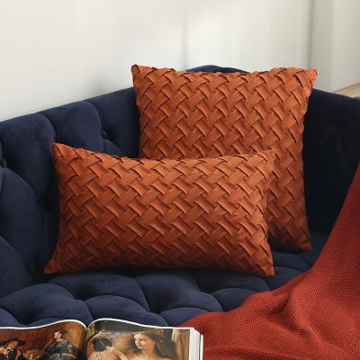 China 20 Colors Anti-Static Velvet Tile Cover 18 x Luxury High Quality 3D Velvet 18 Cushion Hand Knitting Cushion Pillow Covers Red for sale