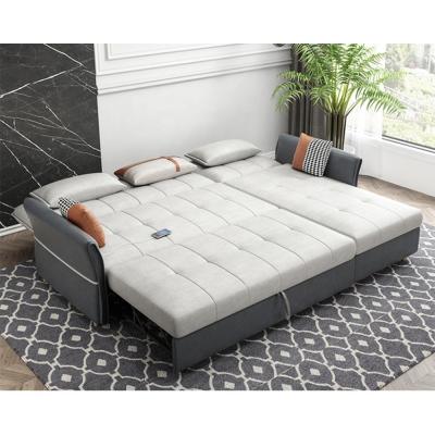 China Cara neue Design-Technologie Stoff Stoff Öl-proof Wohnzimmersofa mit USB-Lade-Speicherfunktion Schlafsofa zu verkaufen