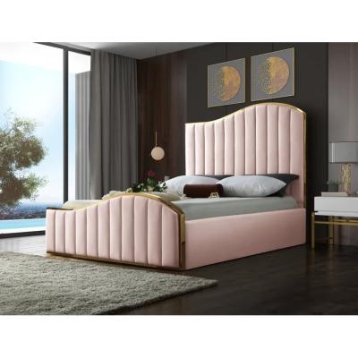 China Estilo americano cama moderna tamaño Queen King tamaño servicio OEM precio de fábrica camas blandas rosas para dormitorio y hotel en venta