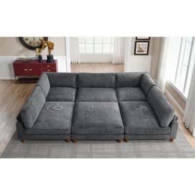 China kostenlose Kombination Dunkelgrauer Leibleder Wohnzimmer Sofa 6 - Stück Sofasets Polstered Sektionssofa zu verkaufen