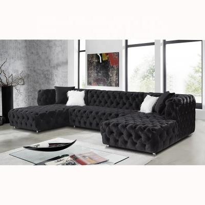 China Neue Mode Nordische italienische europäische Luxussofa Möbel Klassiker Schwarz Scheinhelm Tufted Sectional Sofa Für Zuhause zu verkaufen