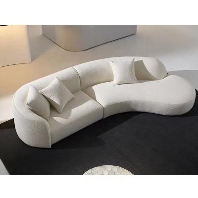 China Italian minimalist fabric lamb velvet sofa set shaped curved light luxury Nordic modern corner sofa bed for sale