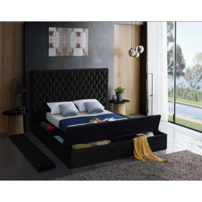 China Personalisieren Sie Samt Knopf Tufted Designer Schlafzimmer Luxus Bett Modernes Hotel Full Luxus Queen Size Modernes Hotel Lagerbett zu verkaufen