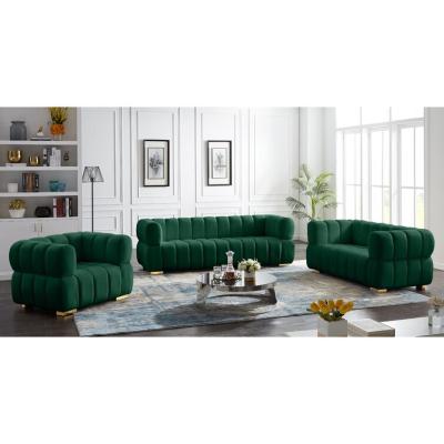 China OEM Billiges Preis Luxus-Scheibensofa-Set Grüne Farbe Samt Polstersofas Möbel High-End Nordamerikanischer Stil zu verkaufen