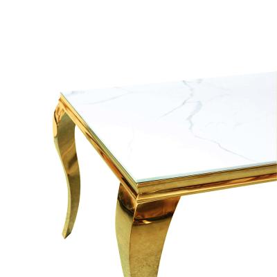 China Metal Golden Luxury Modern Dining Table Set Elegant Multi Function for sale