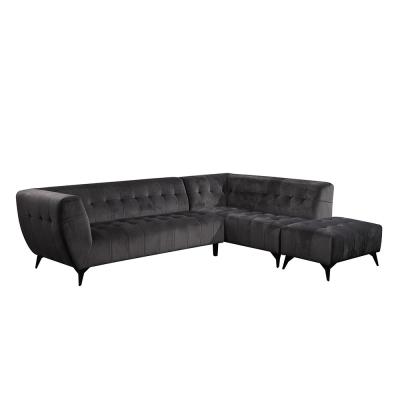 China Multiscene Velvet Luxury Corner Sofa Anti Scratch Black Color for sale